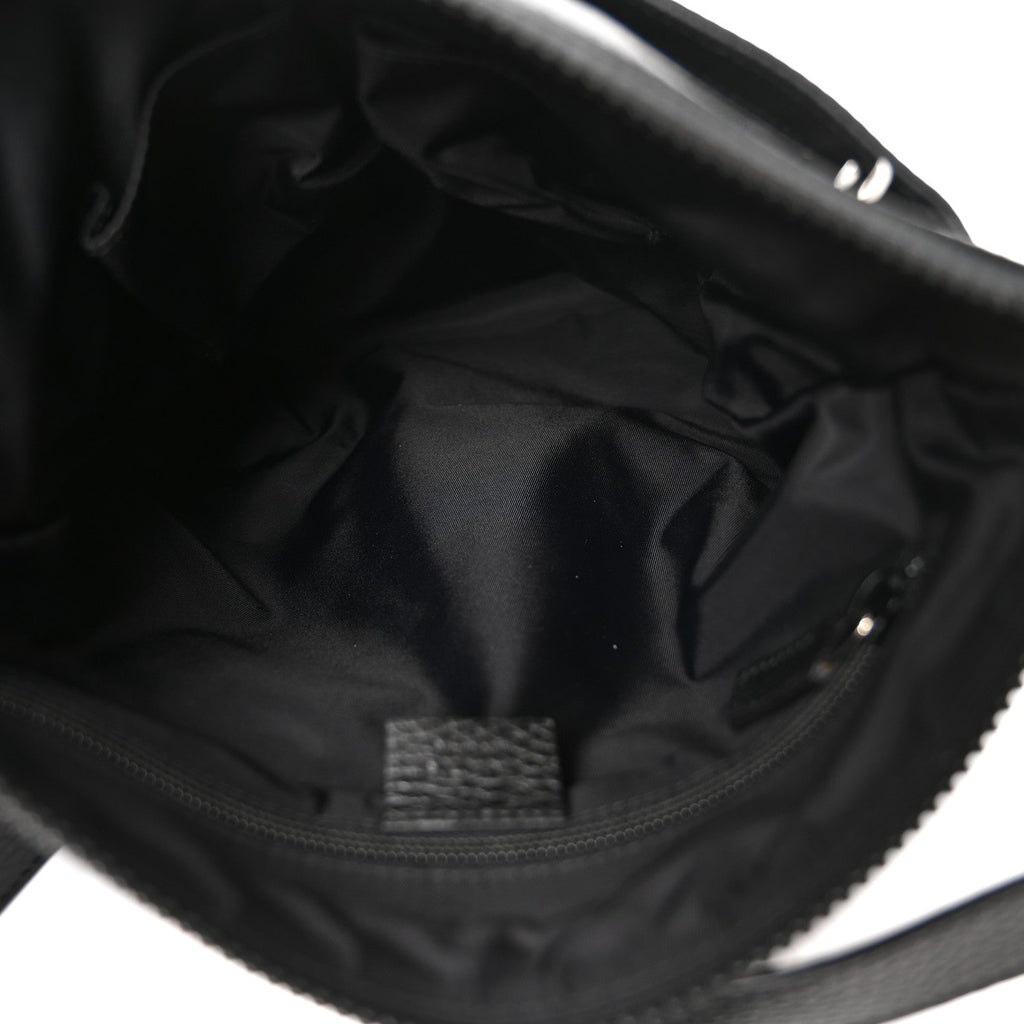 Nylon Monogram Dollar Calfskin Flat Messenger Bag Black