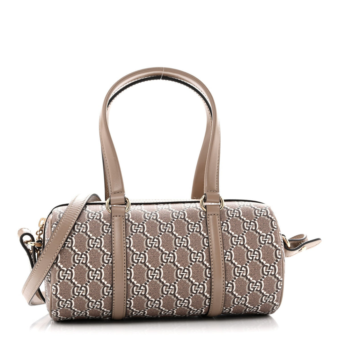 GG Shadow Monogram Top Handle Bowler Bag Rocky Ebony Grey White Rocky