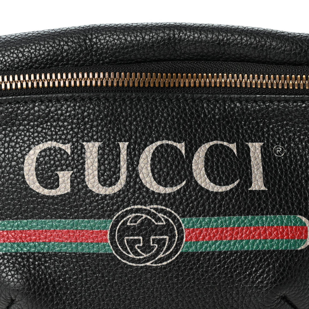 Grained Calfskin Small Logo Belt Bag Black