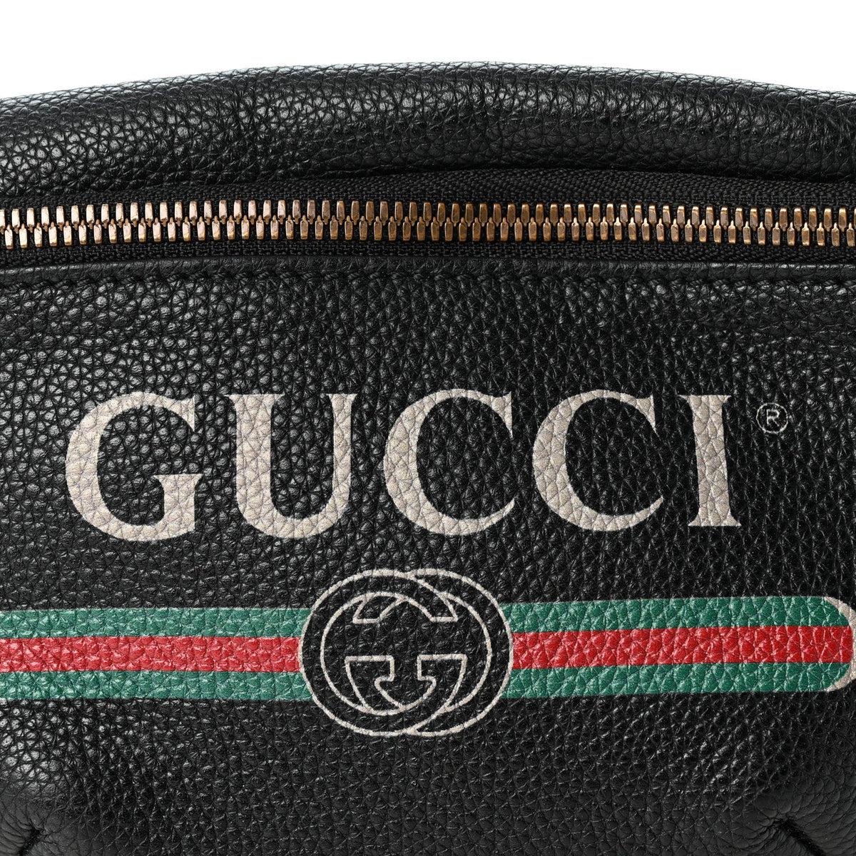 Grained Calfskin Small Logo Belt Bag Black