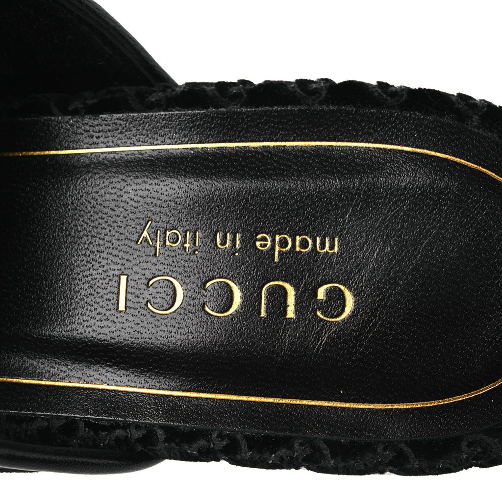 Velvet GG Monogram Womens Princetown Slippers 37.5 Black