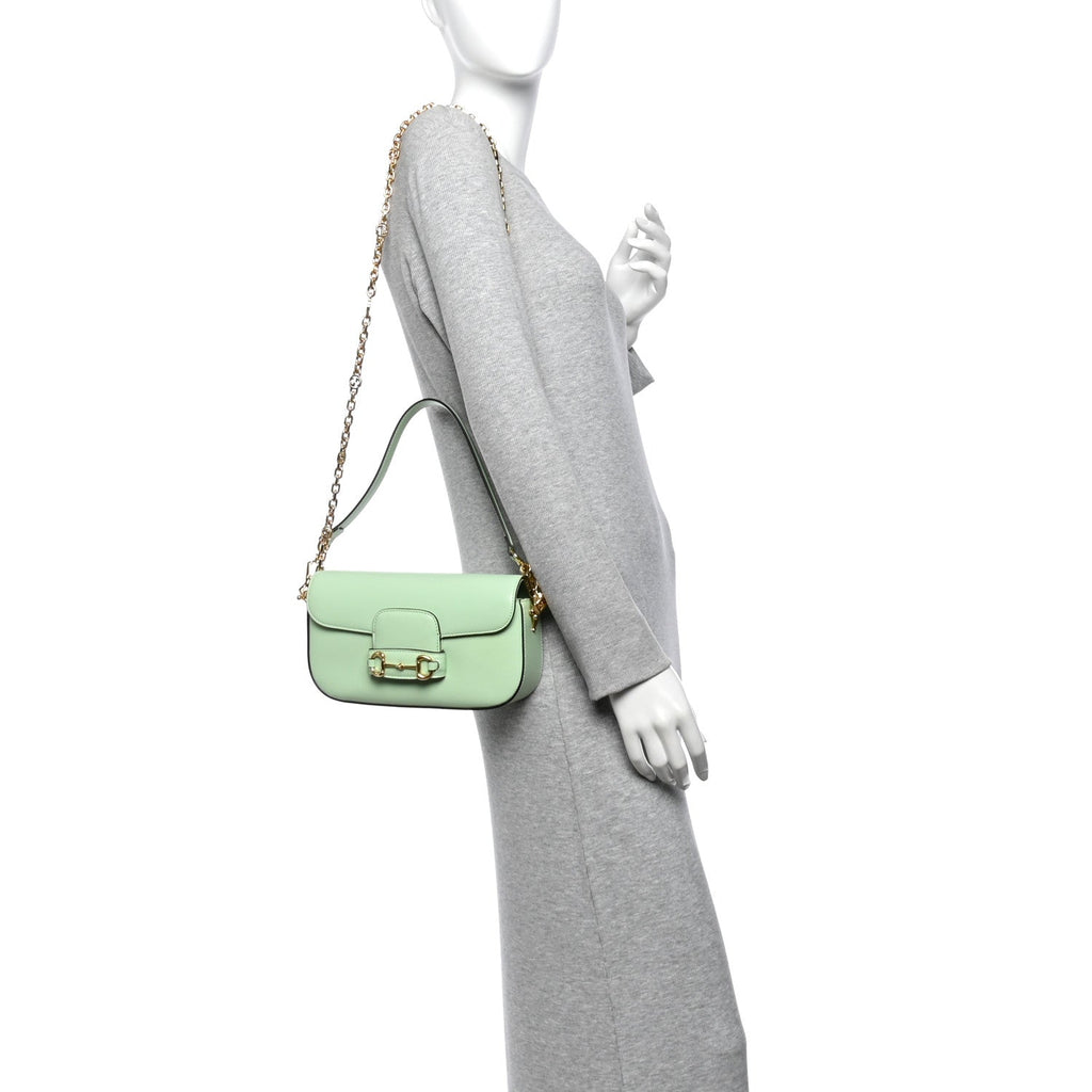 Azalea Calfskin Small Horsebit 1955 Chain Shoulder Bag Light Green