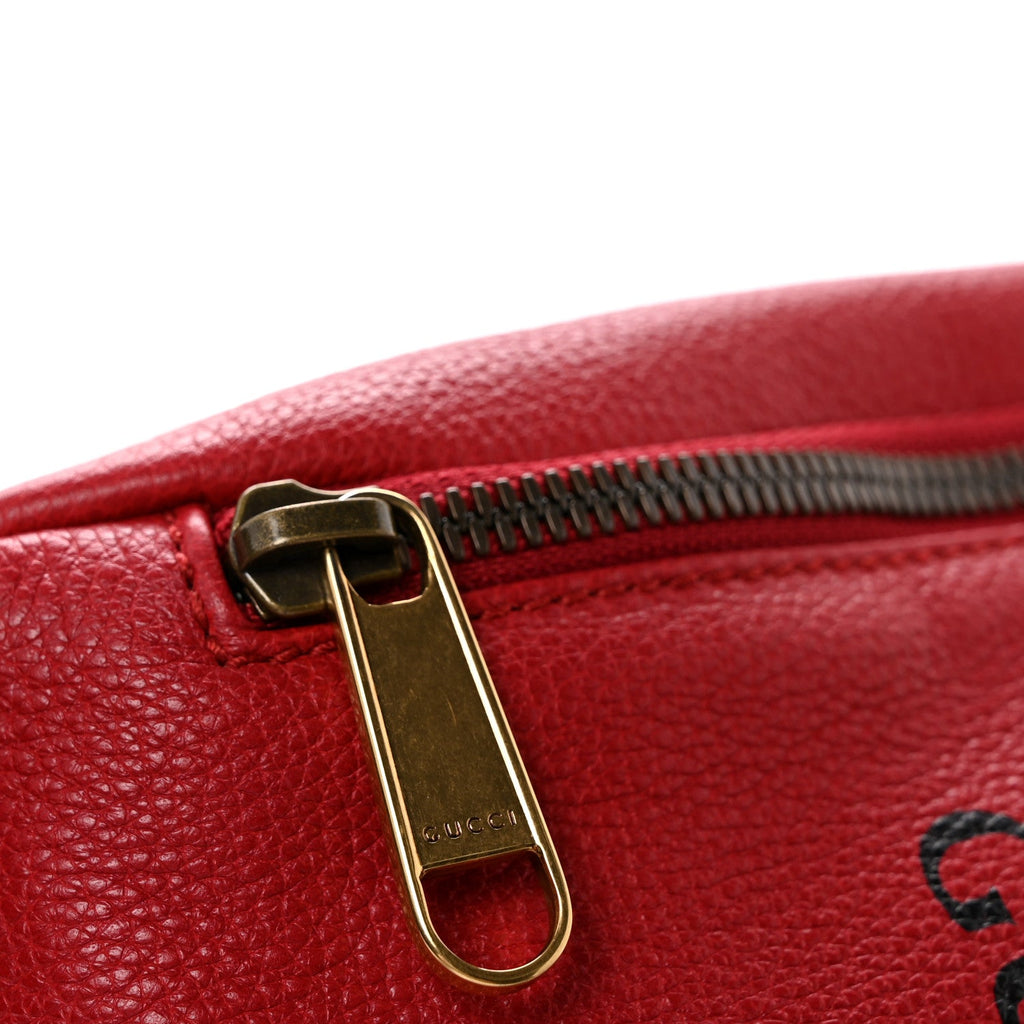 Grained Calfskin Small Logo Belt Bag Hibiscus Red
