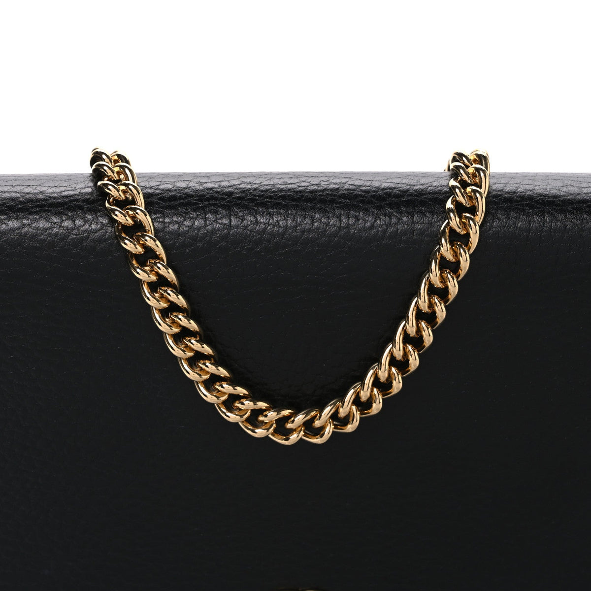 Calfskin Mini GG Marmont Chain Wallet Black