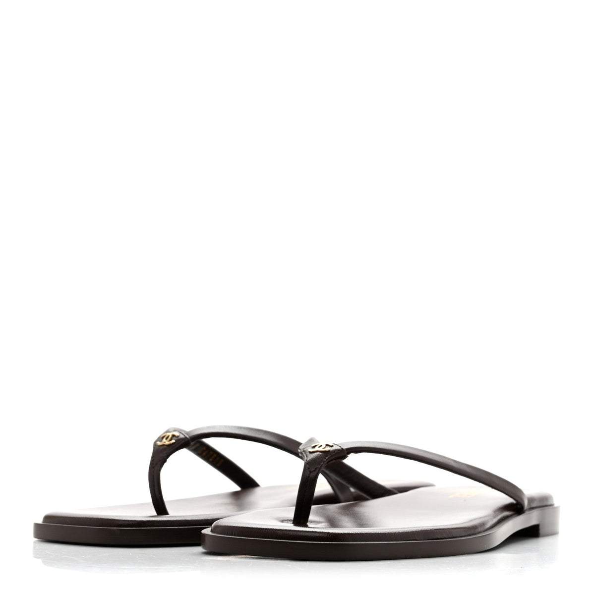 Goatskin Times Square Thong Sandals 39 Brown