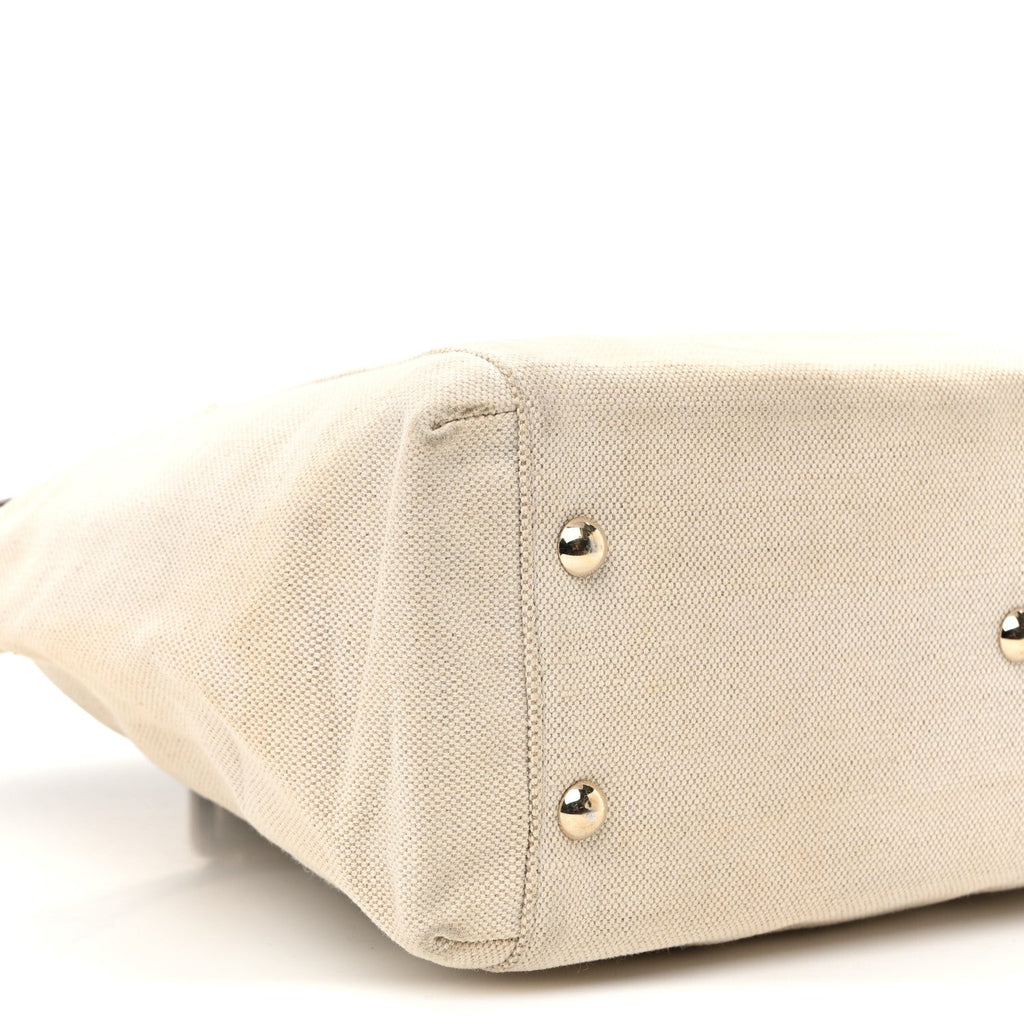 Calfskin Canvas Tote Black White