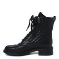 Calfskin Quilted Lace Up Combat Boots 39 Black