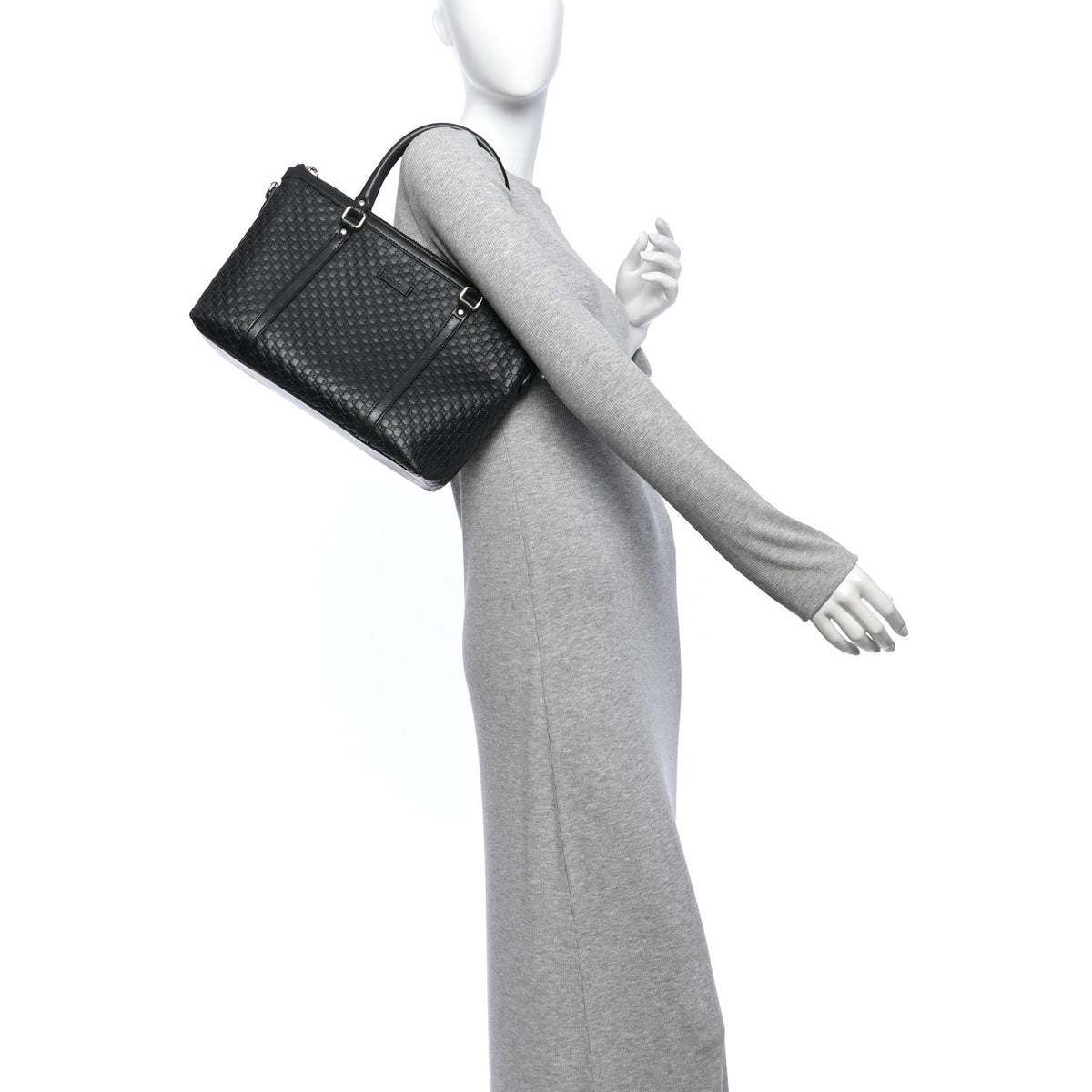 Soft Microguccissima Small Zippered Satchel Black