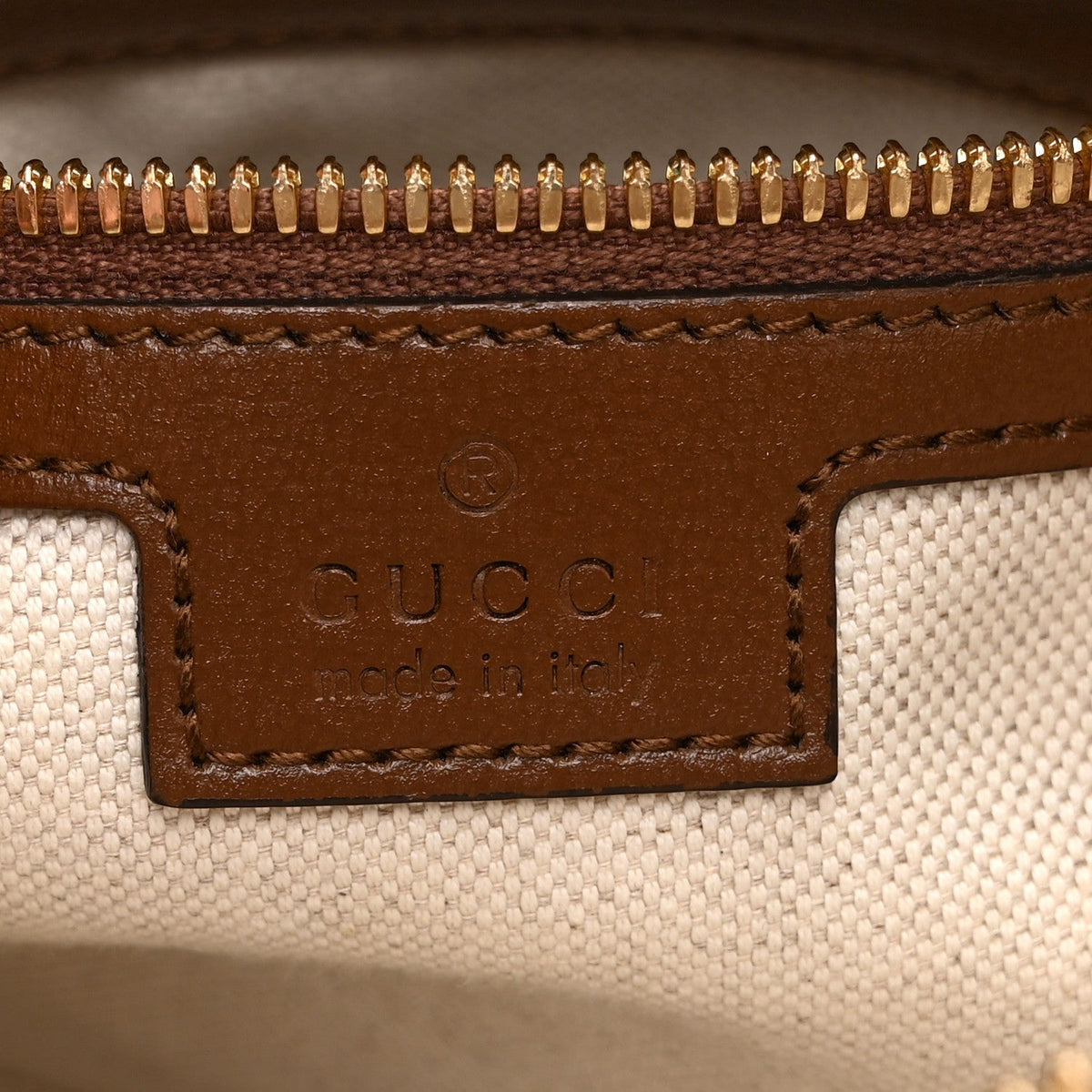 GG Supreme Monogram Azalea Calfskin Small Retro Interlocking G Wristlet Messenger Bag Beige Ebony Brown Sugar