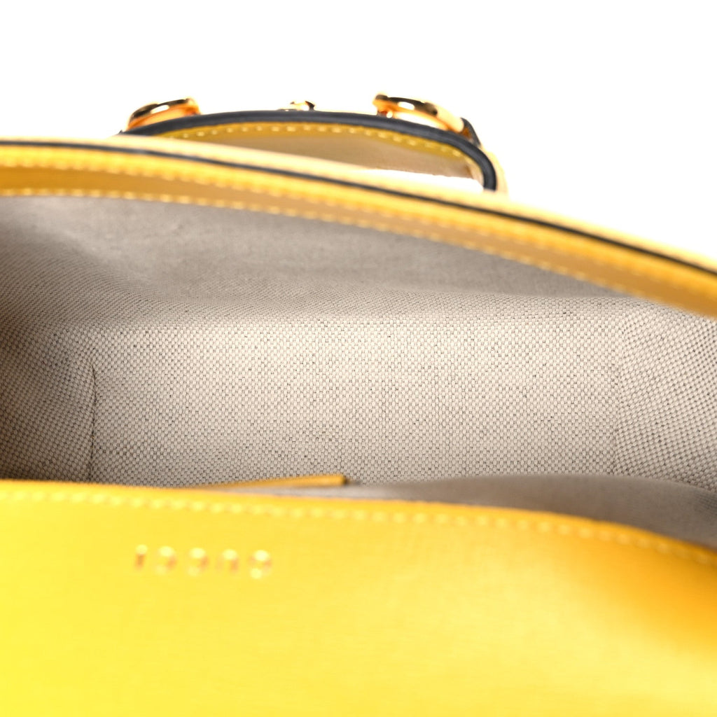 Azalea Calfskin GG Monogram Bi-Color Debossed Mini Horsebit 1955 Shoulder Bag Dusty Azure Stone Topaz Deep Orange