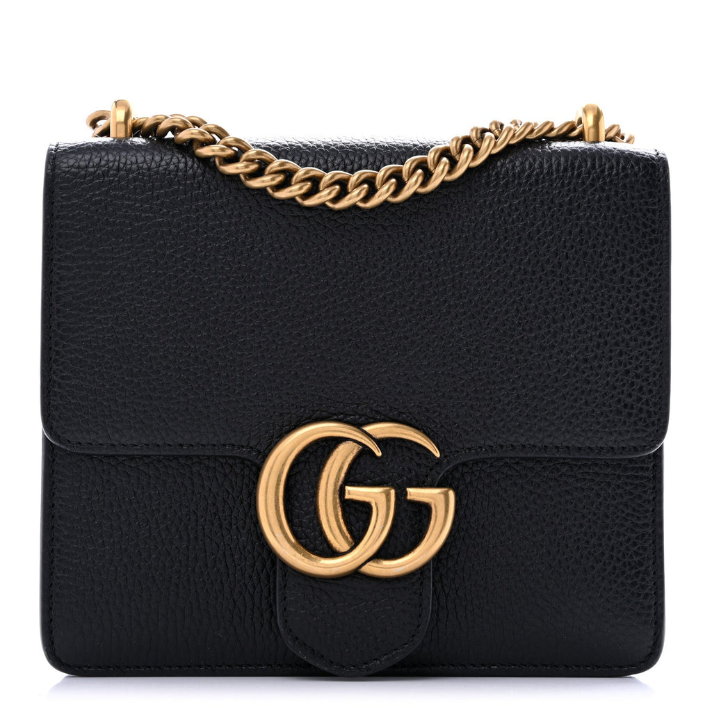 Calfskin Small GG Marmont Chain Handle Bag Black