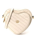 Calfskin Matelasse Diagonal Mini Interlocking G Heart Shoulder Bag Mystic White