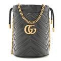 Calfskin Matelasse Mini GG Marmont 2.0 Bucket Bag Black
