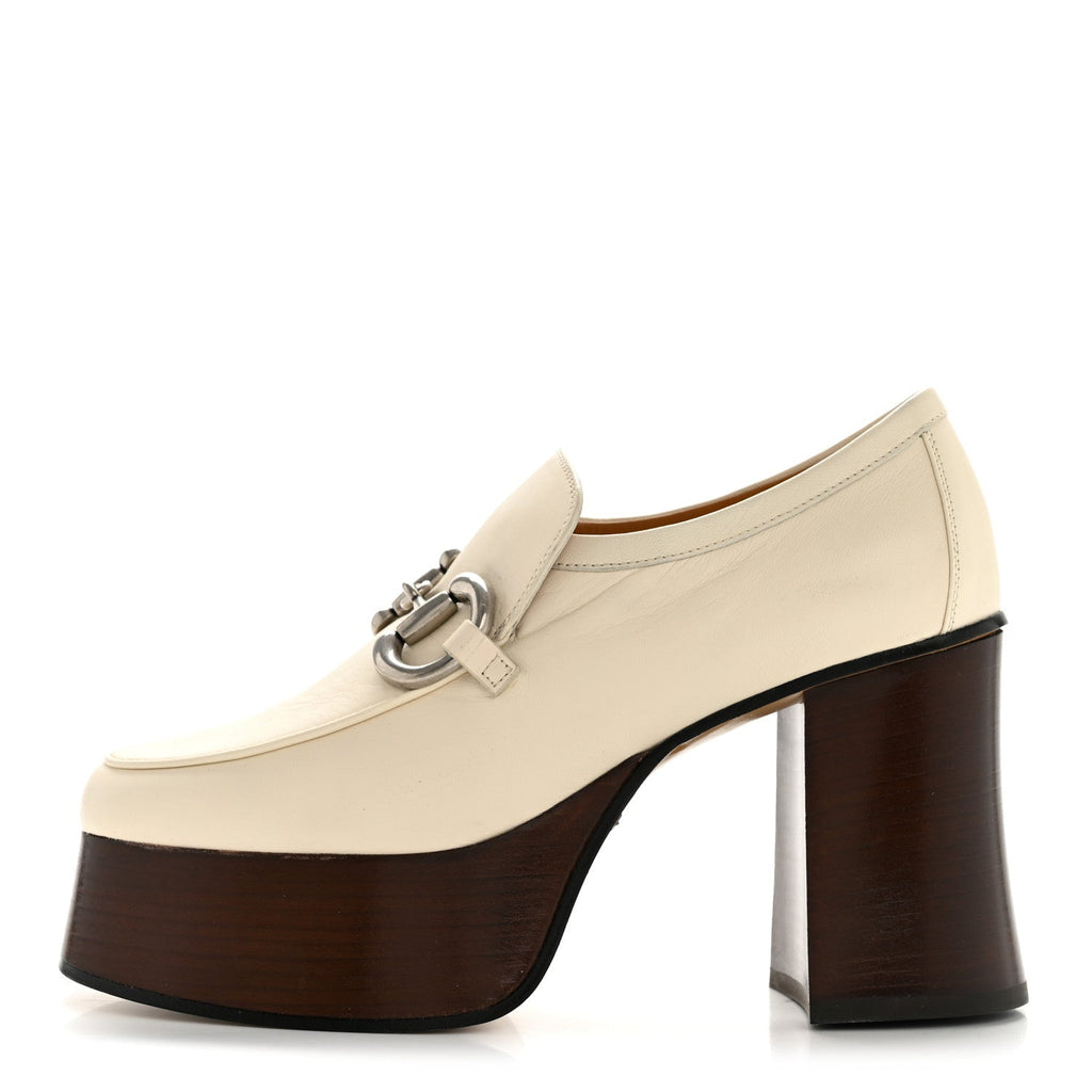Malaga Kid Horsebit Platform Loafers 35 Mystic White