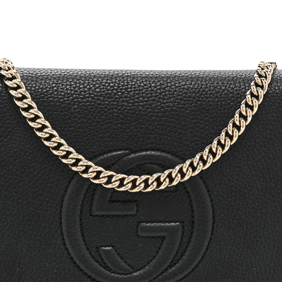 Pebbled Calfskin Medium Soho Flap Crossbody Black
