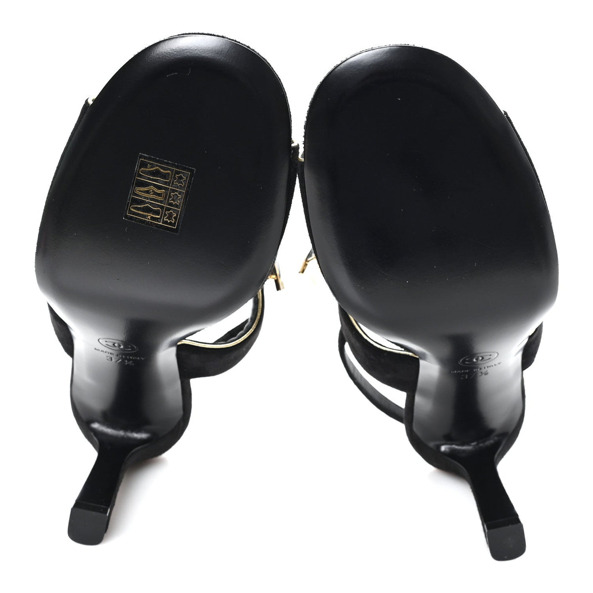 Suede CC Bow Slingback Pumps 37.5 Black Gold