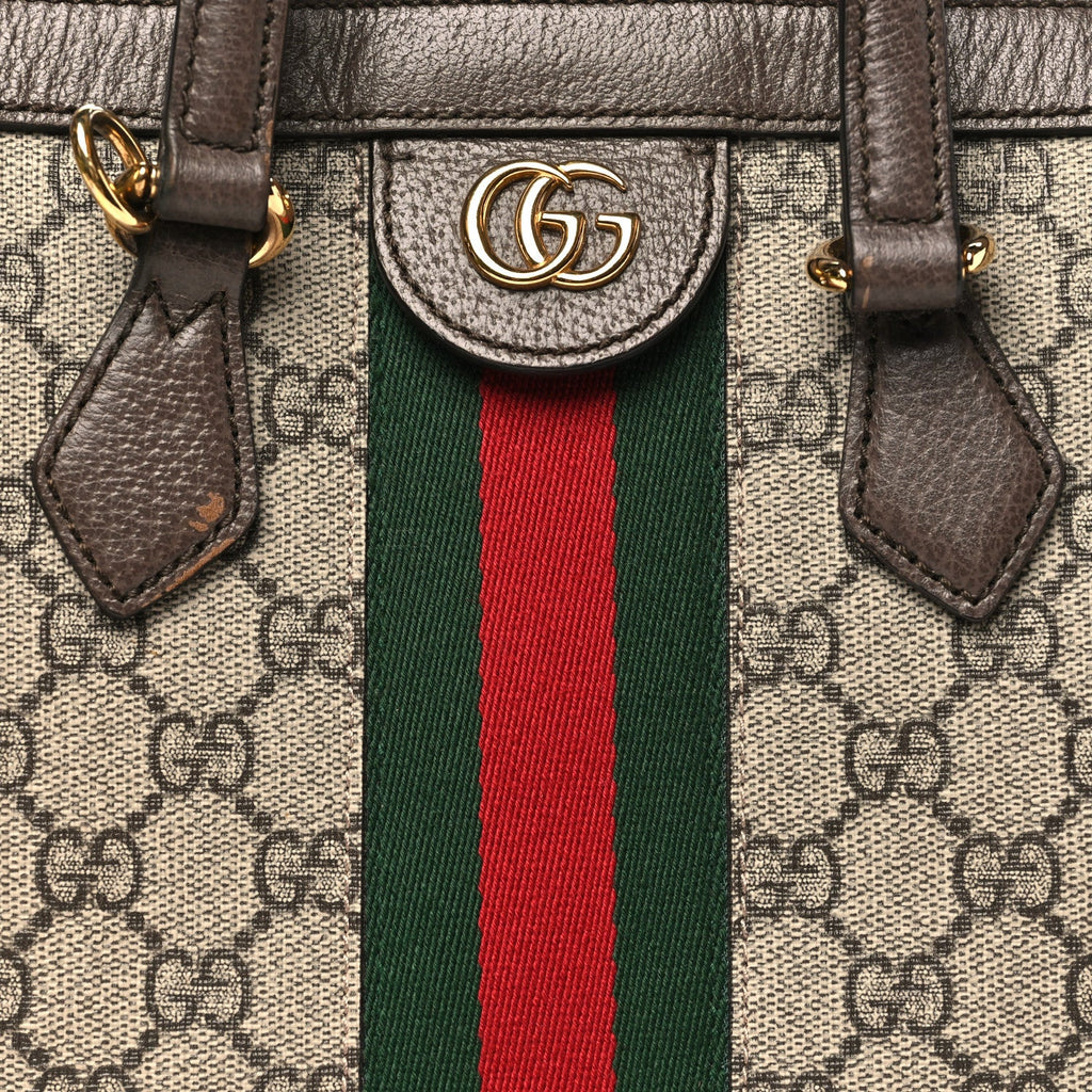 GG Supreme Monogram Small Ophidia Tote Bag Brown