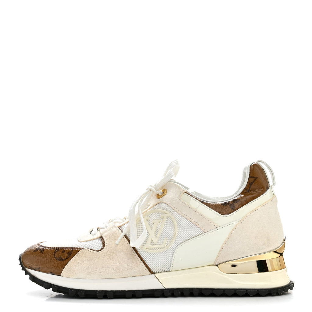 Calfskin Monogram Run Away Sneakers 36.5 White