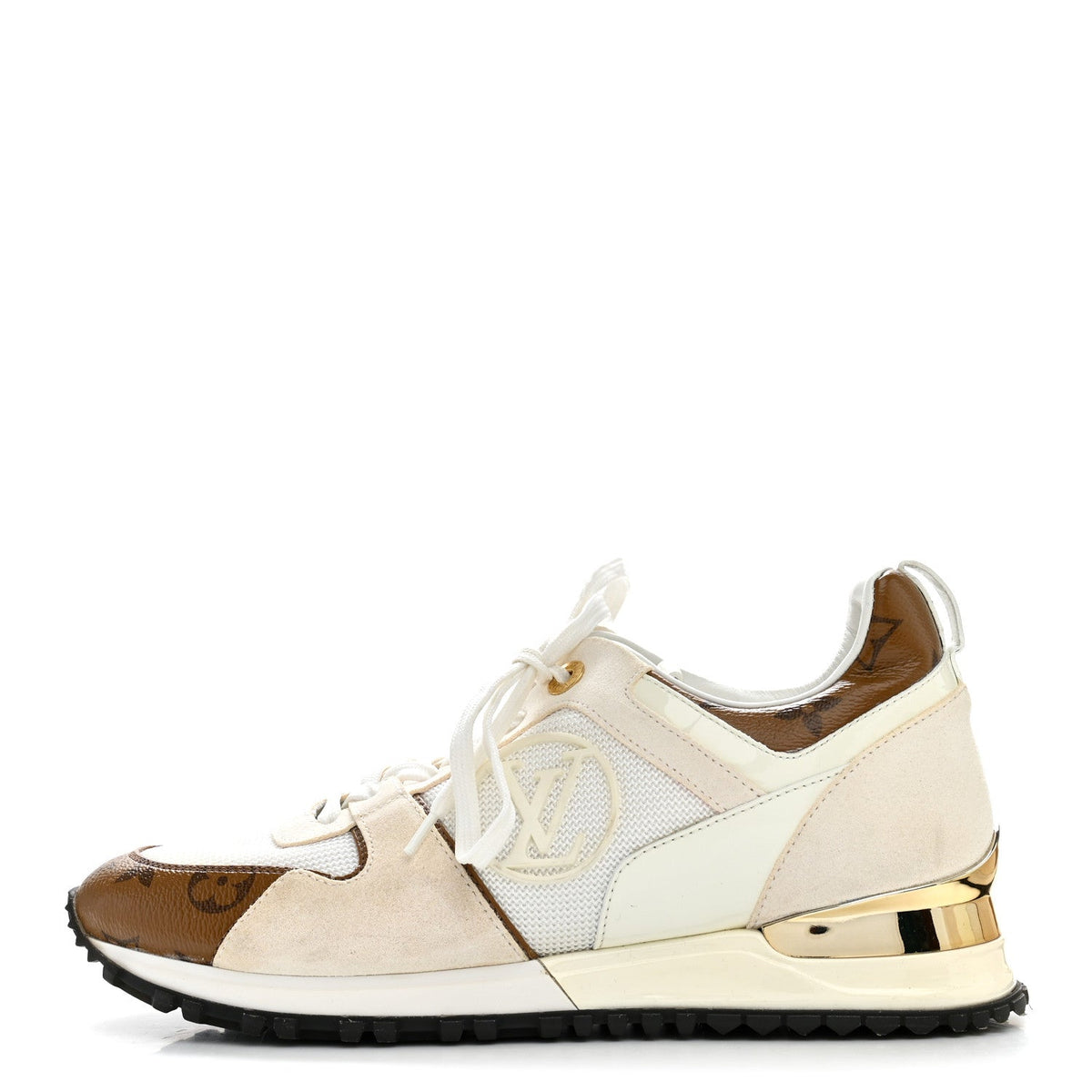 Calfskin Monogram Run Away Sneakers 36.5 White