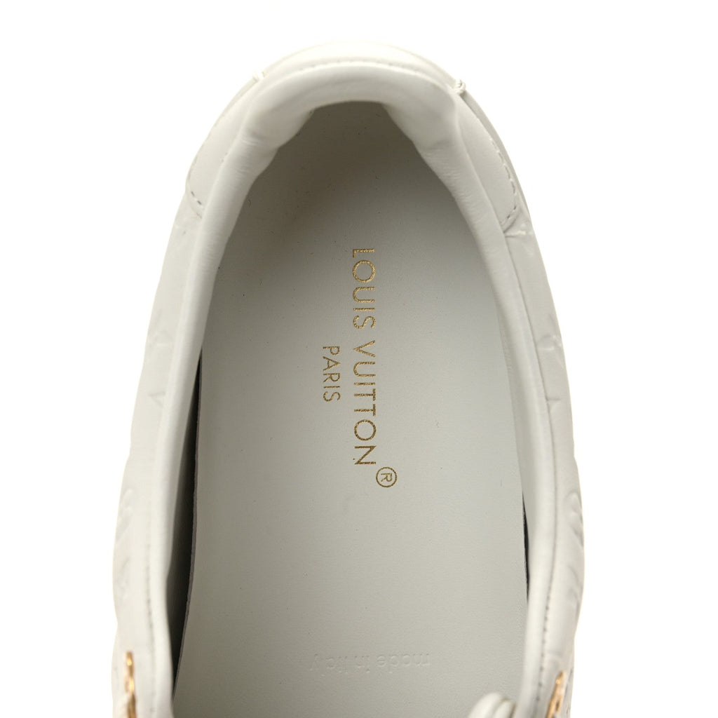 Calfskin Monogram Embossed Front Row Sneakers 36 White