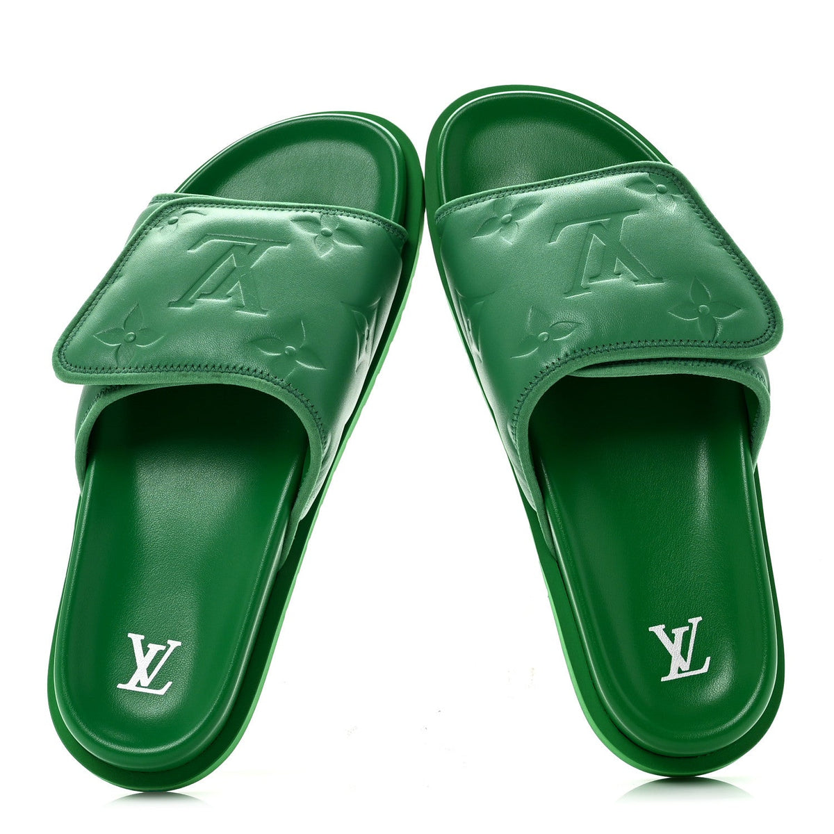 Embossed Monogram Pool Pillow Comfort Mules 9 Green