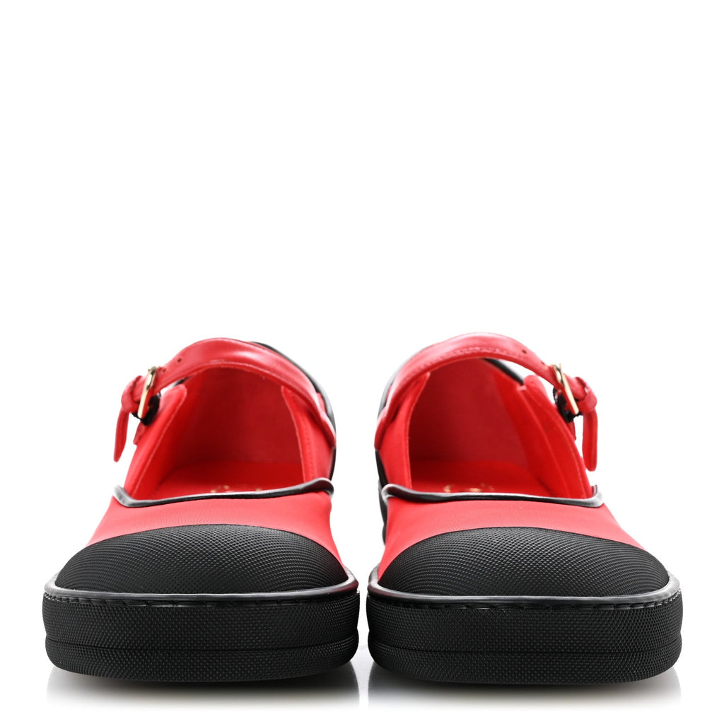 Mixed Fibers Rubber Cap Toe CC Coco Beach Mary Jane Sneakers 36.5 Red Black