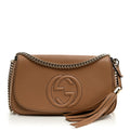 Pebbled Calfskin Medium Soho Flap Crossbody Camelia