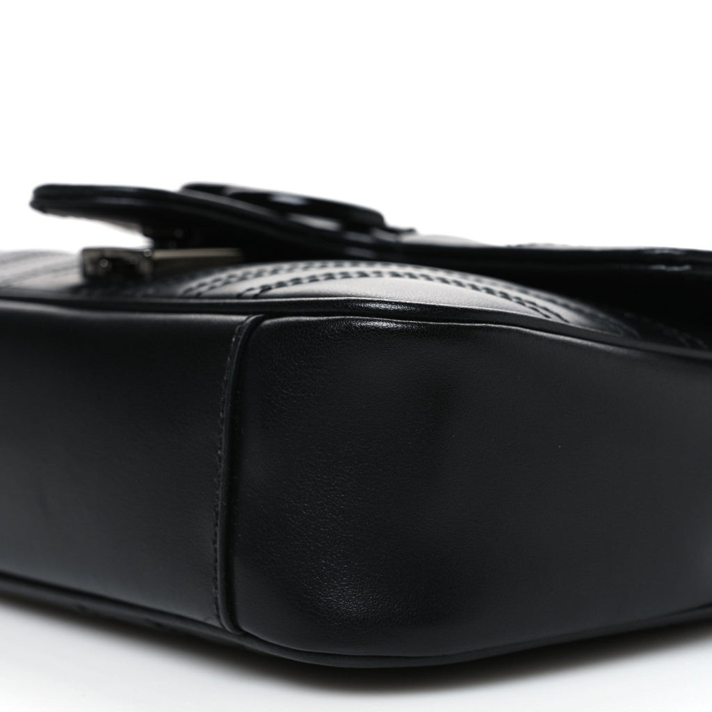 Calfskin Matelasse Monochrome Mini GG Marmont Shoulder Bag Black