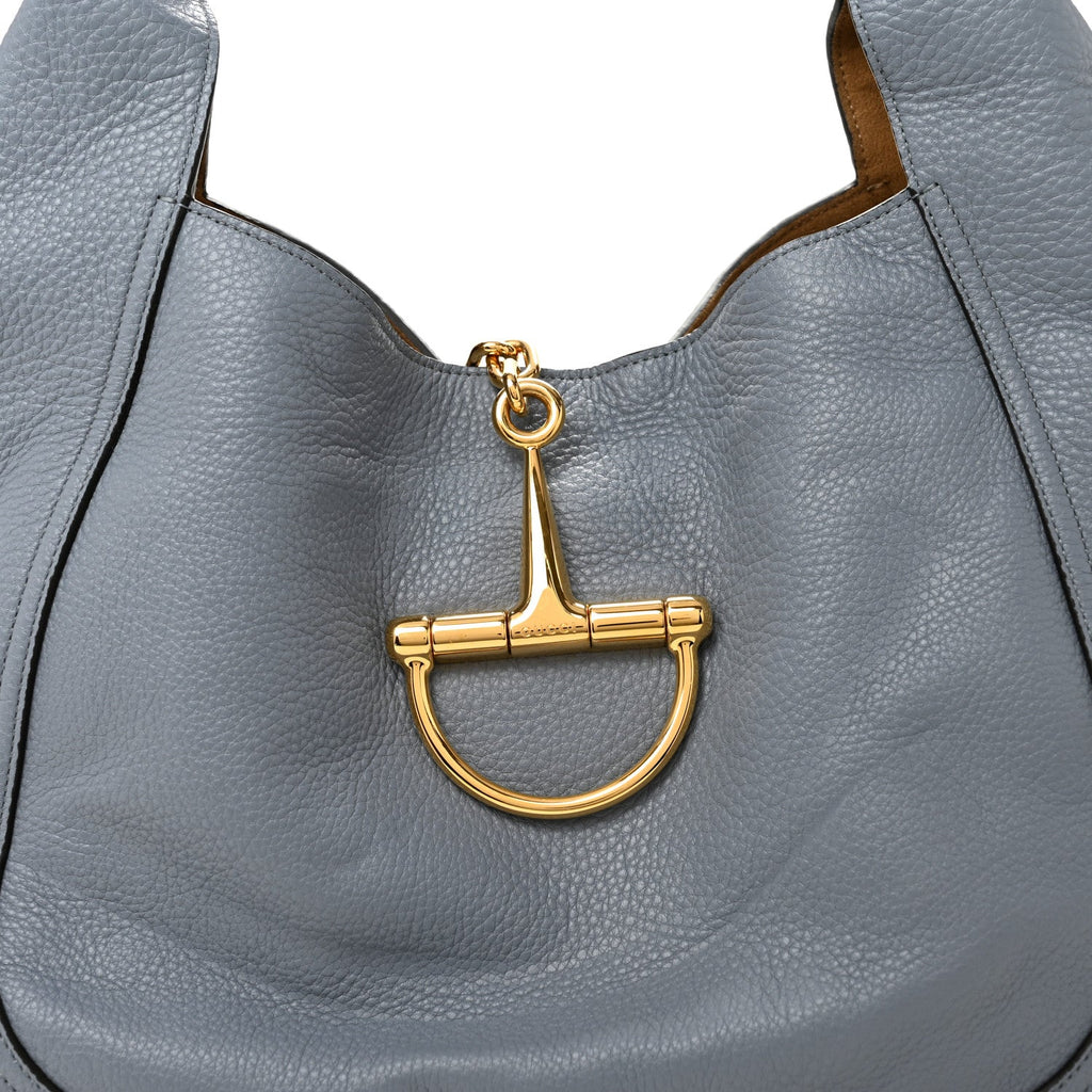 Grained Calfskin Softbit Maxi Shoulder Bag Dusty Blue