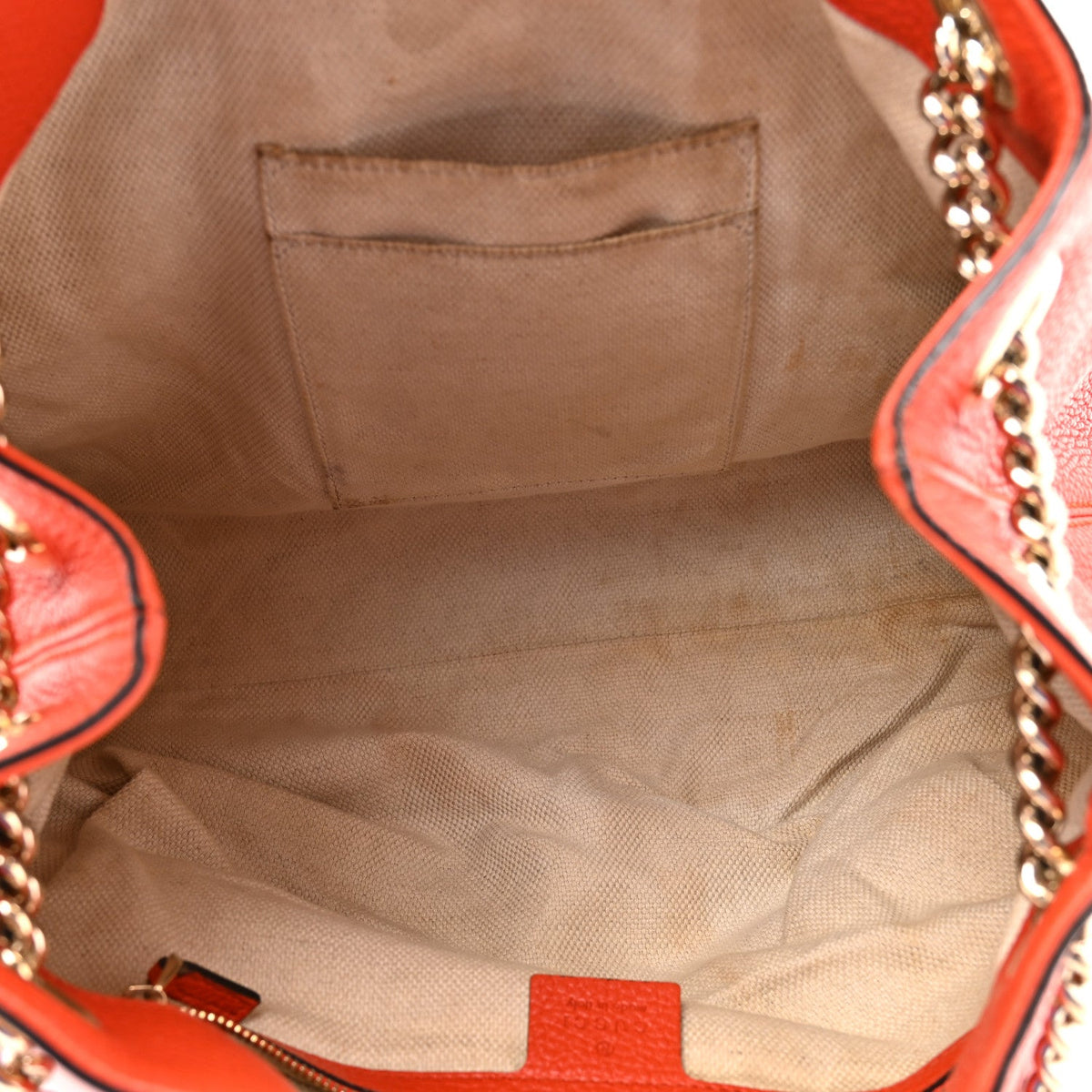 Pebbled Calfskin Medium Soho Chain Shoulder Bag Sun Orange