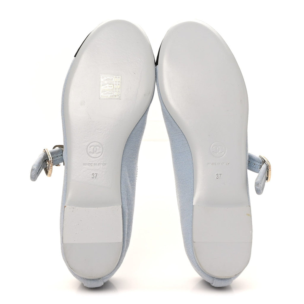 Fabric Grosgrain Mary Jane Flats 37 Light Blue Black