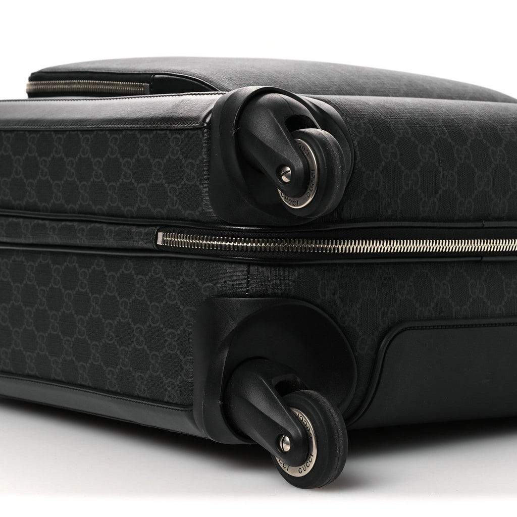 GG Supreme Monogram Four Wheel Suitcase Black Grey