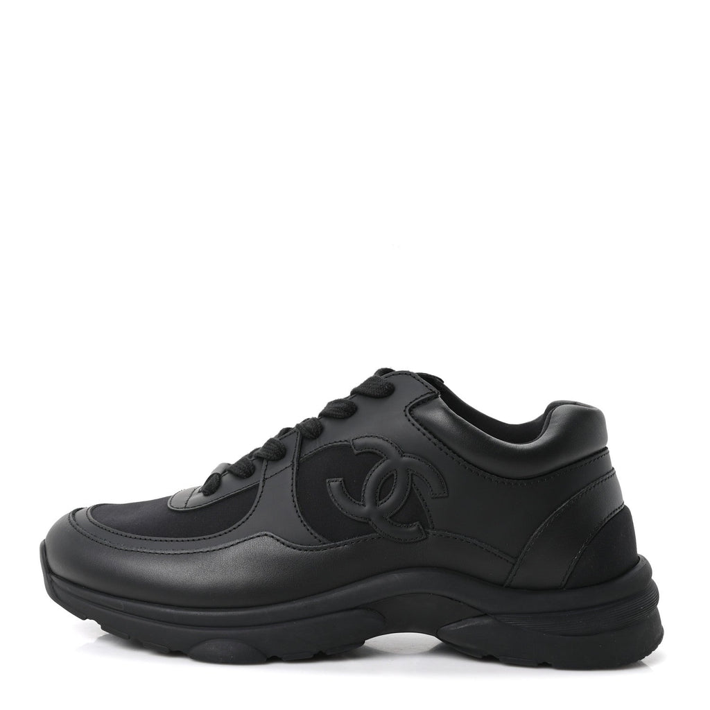 Lambskin Fabric CC Uniform Sneakers 41 Black