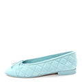 Suede Quilted Cap Toe CC Ballerina Flats 36 Light Blue