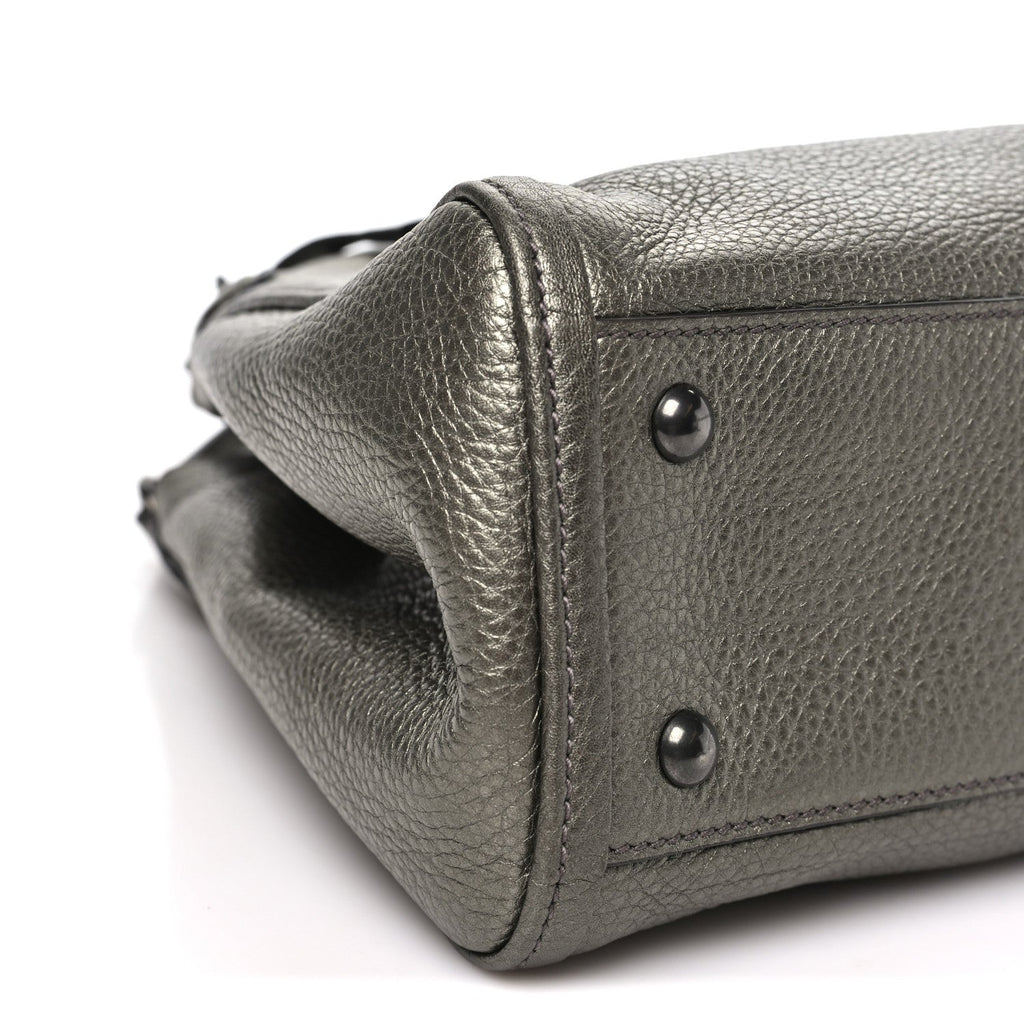 Metallic Pebbled Calfskin Small Soho Shoulder Bag Golden Beige