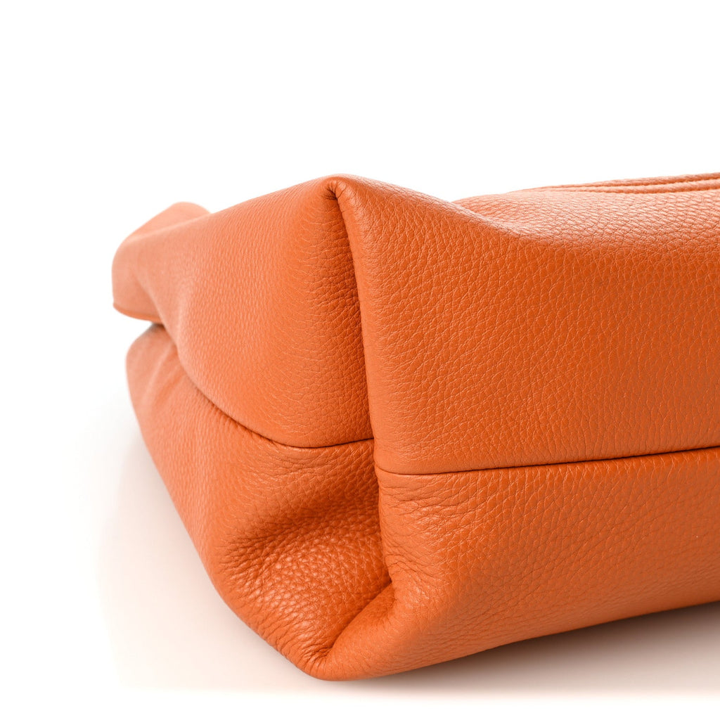 Grained Calfskin Softbit Maxi Shoulder Bag Orange