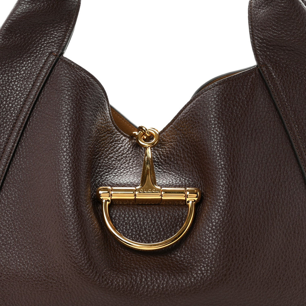 Grained Calfskin Softbit Maxi Shoulder Bag Dark Brown
