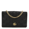Calfskin GG Matelasse Chain Wallet Black