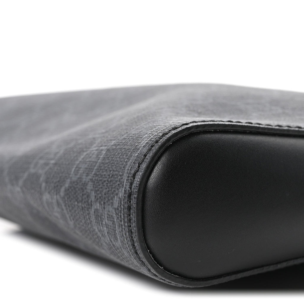 GG Supreme Monogram Appia Calfskin Web Flat Messenger Bag Black Grey