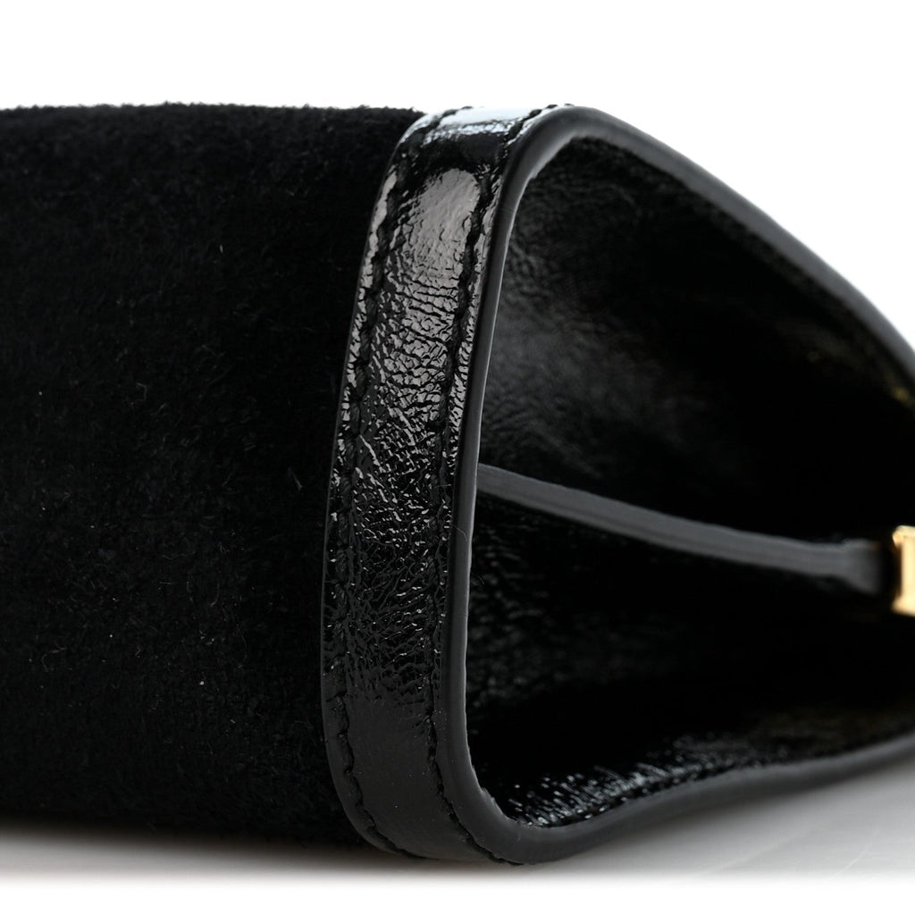 Suede Patent GG Web Small Ophidia Chain Shoulder Bag Black