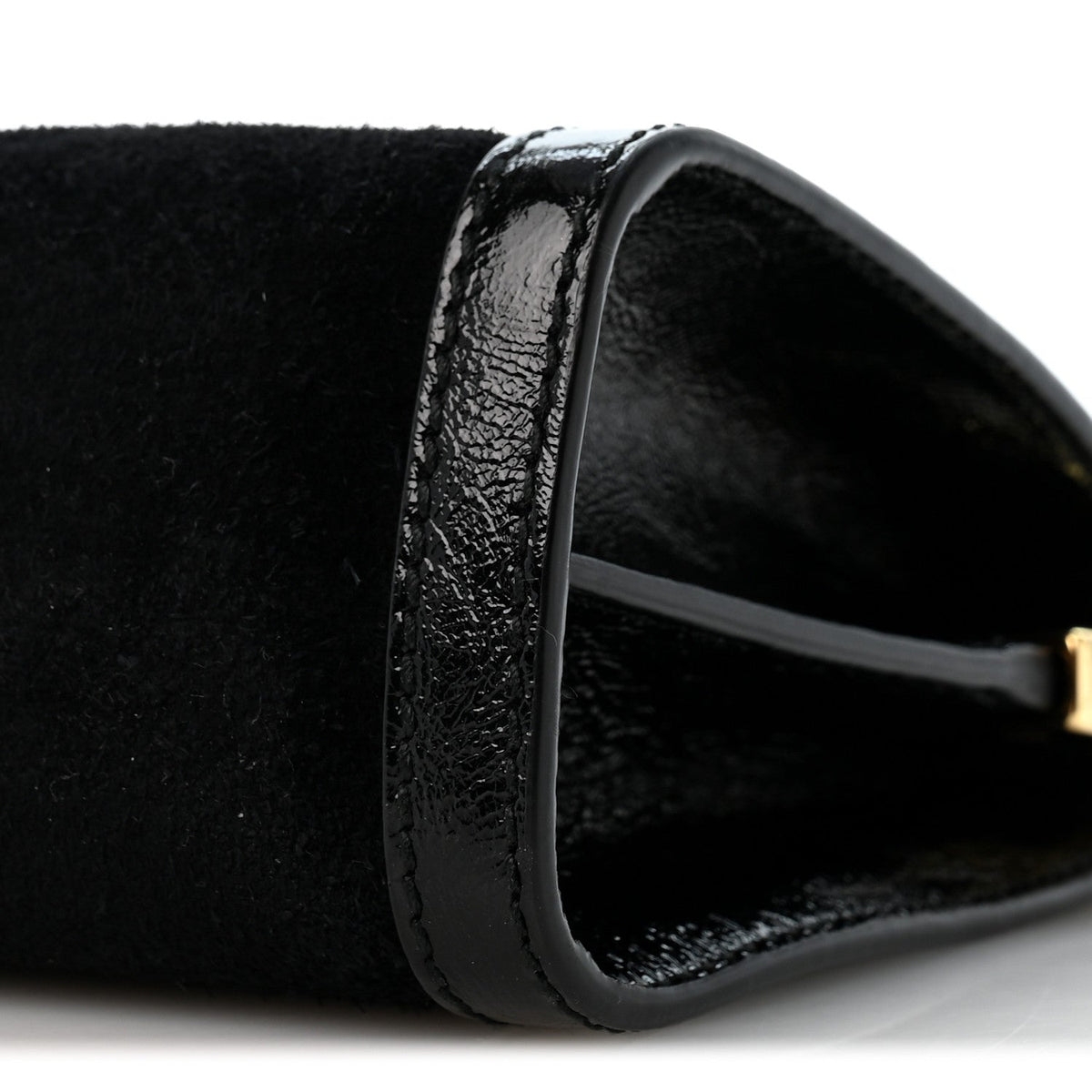 Suede Patent GG Web Small Ophidia Chain Shoulder Bag Black