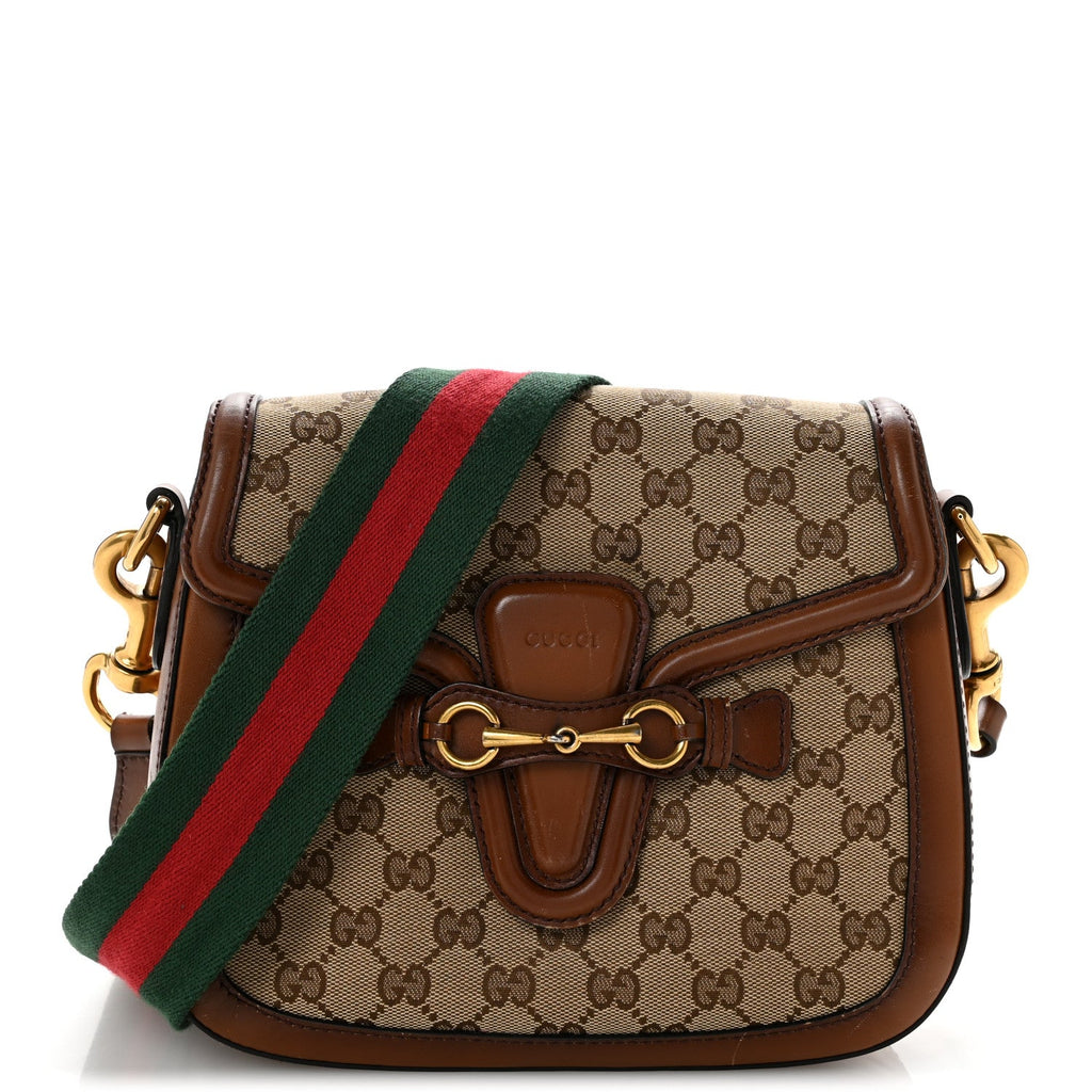 Monogram Medium Lady Web Shoulder Bag Beige Cuir