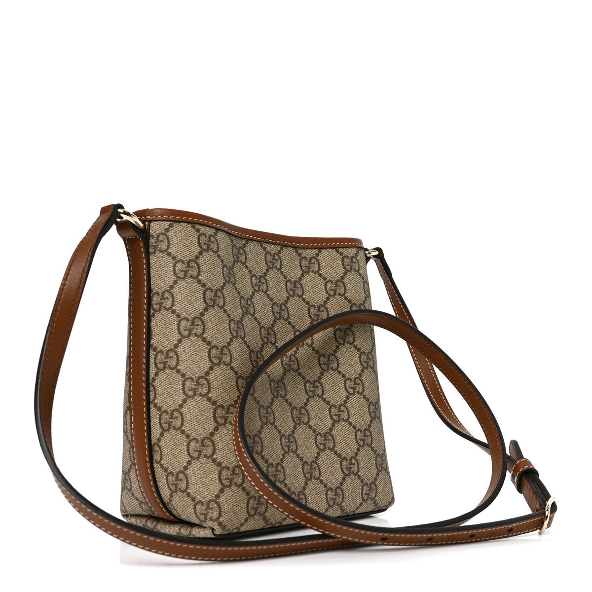 GG Supreme Monogram Emblem Nano Bucket Bag  Beige Dark Brown