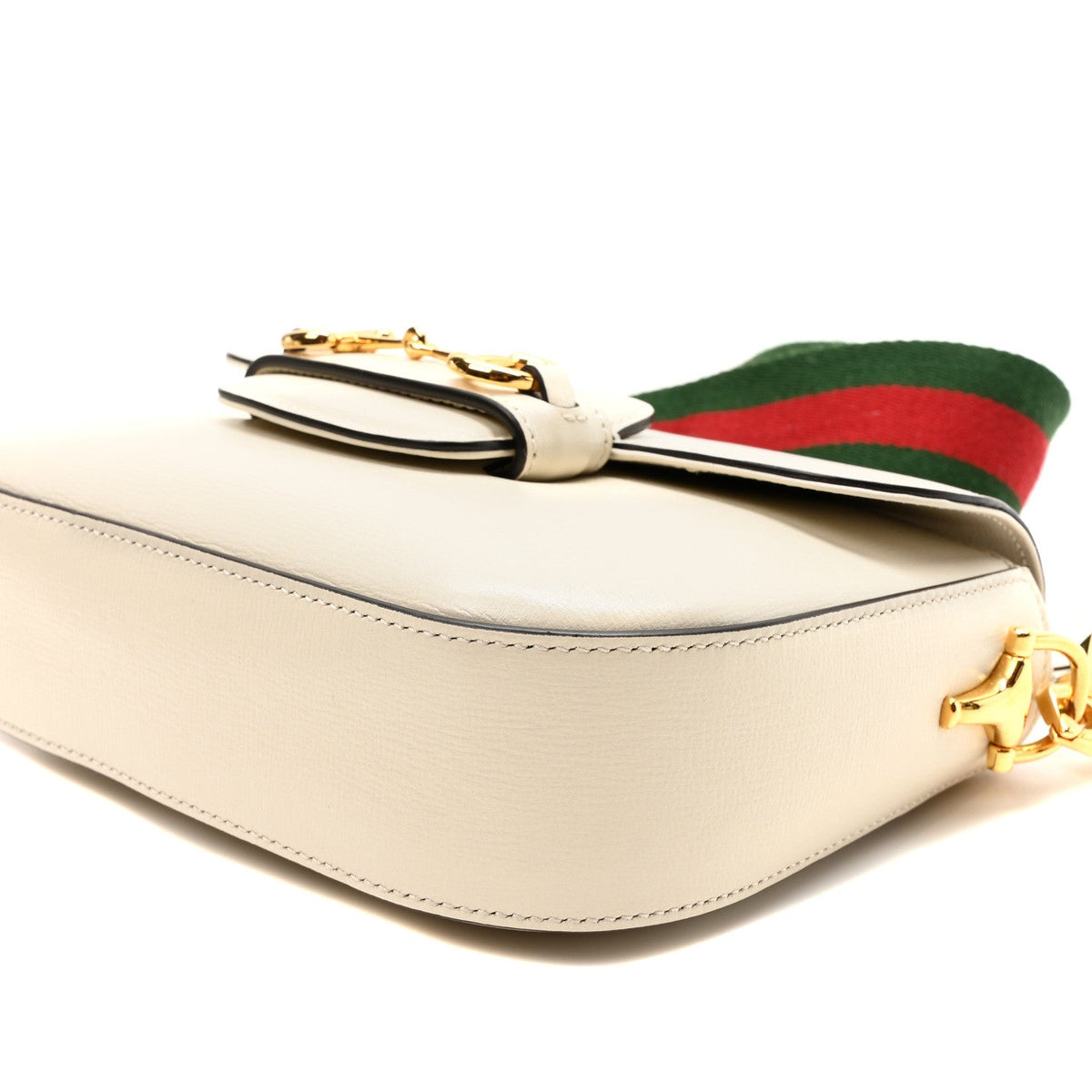 Azalea Calfskin Web Mini Horsebit 1955 Shoulder Bag Mystic White