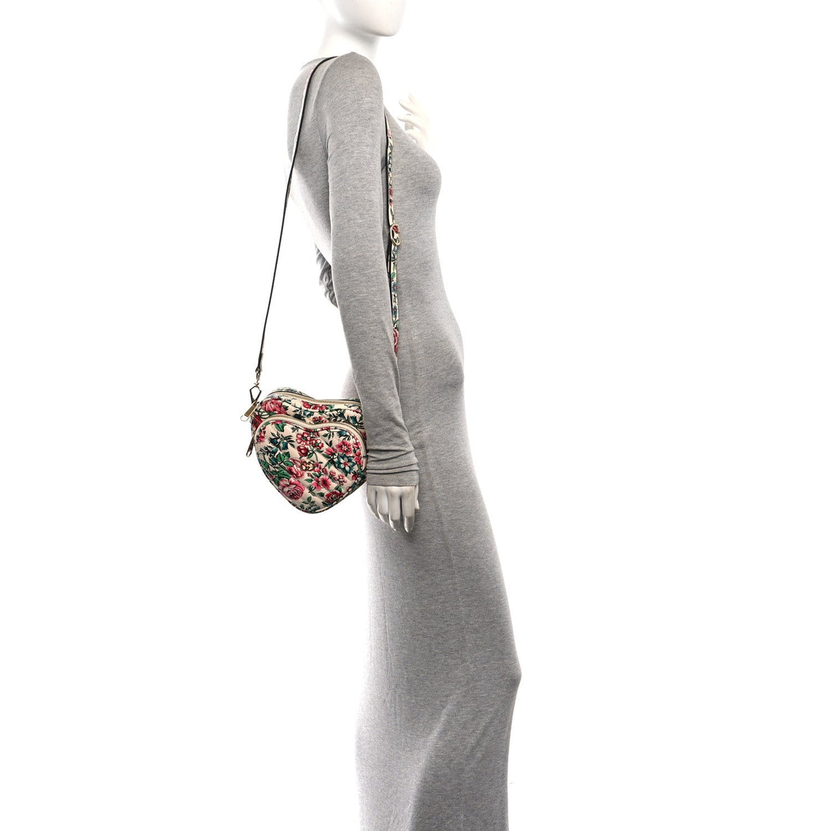 Calfskin Brit Roses Print Matelasse Diagonal Mini Interlocking G Heart Shoulder Bag Multicolor Multicolor
