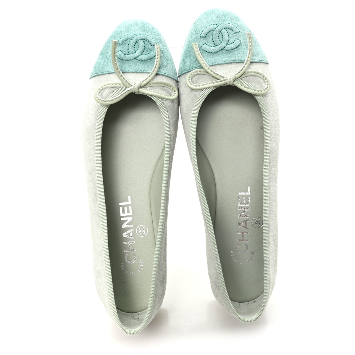 Suede Cap Toe CC Ballerina Flats 36 Light Green