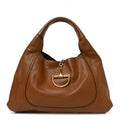Grained Calfskin Softbit Maxi Shoulder Bag Brown