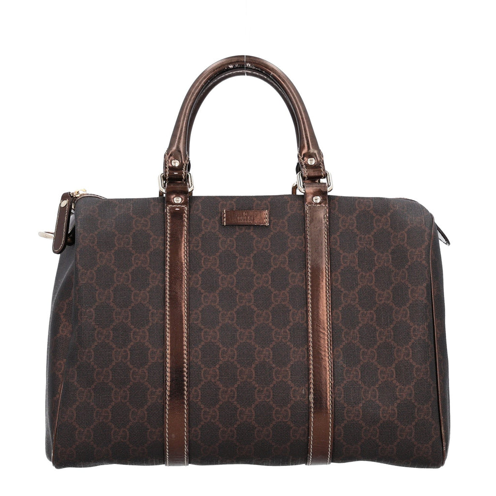 GG Supreme Monogram Medium Joy Boston Dark Brown Bronze