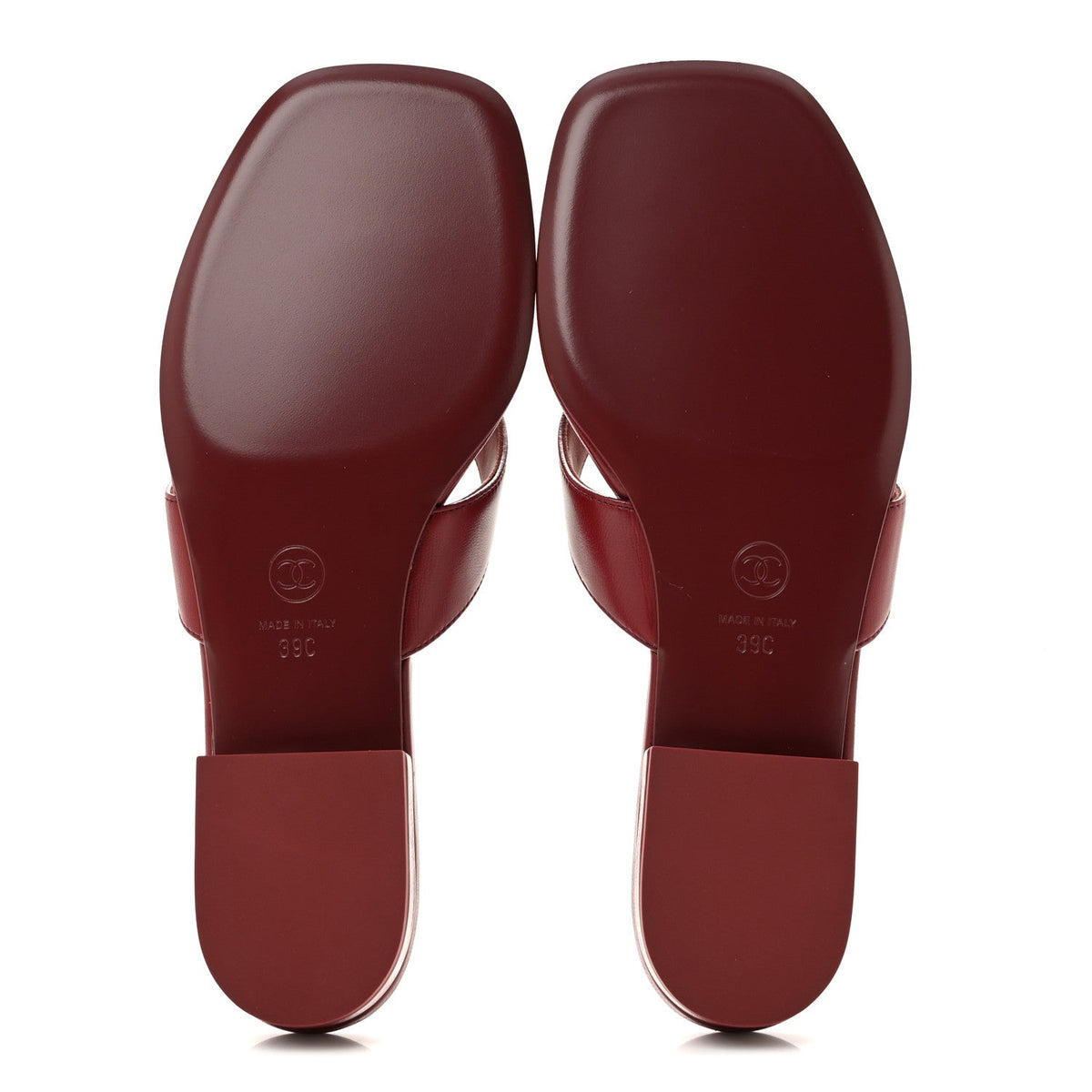 Lambskin CC Thong Sandals 39 Burgundy