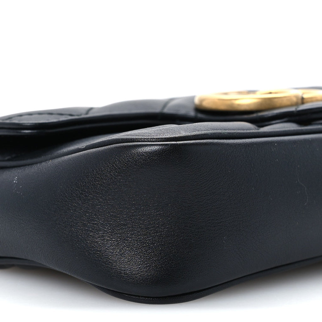 Calfskin Matelasse Super Mini GG Marmont Shoulder Bag Black